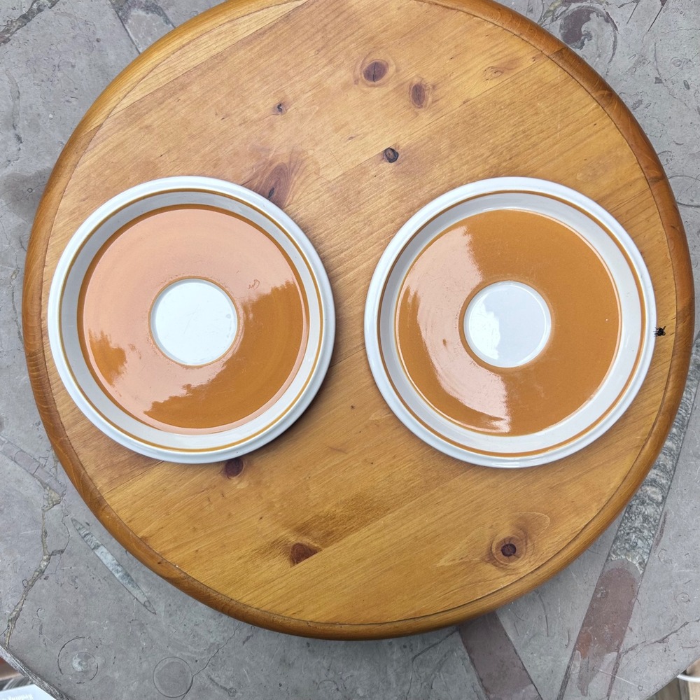 Vintage Light N Lively Orange Saucer Set of 2 Mikasa 6.5" Ironstone MCM Japan
